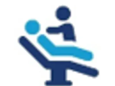 Icon of person laying on a clinic bed with a staff member performing a beauty treatment