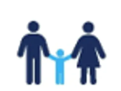Icon father, child and mother holding hands
